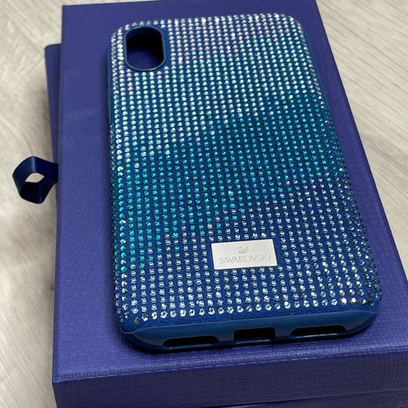 Swarovski Crystalgram gradation of blue tones iPhone XS Max Case - Picture 4 of 8